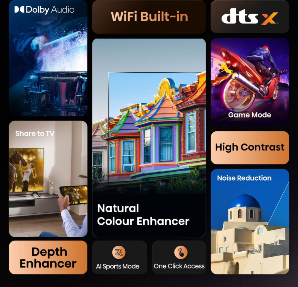 TV HISENSE LED 32A4Q 32? HD SMART TV DOLBY DTS HD SIN MARCOS MODO JUEGO - detalle