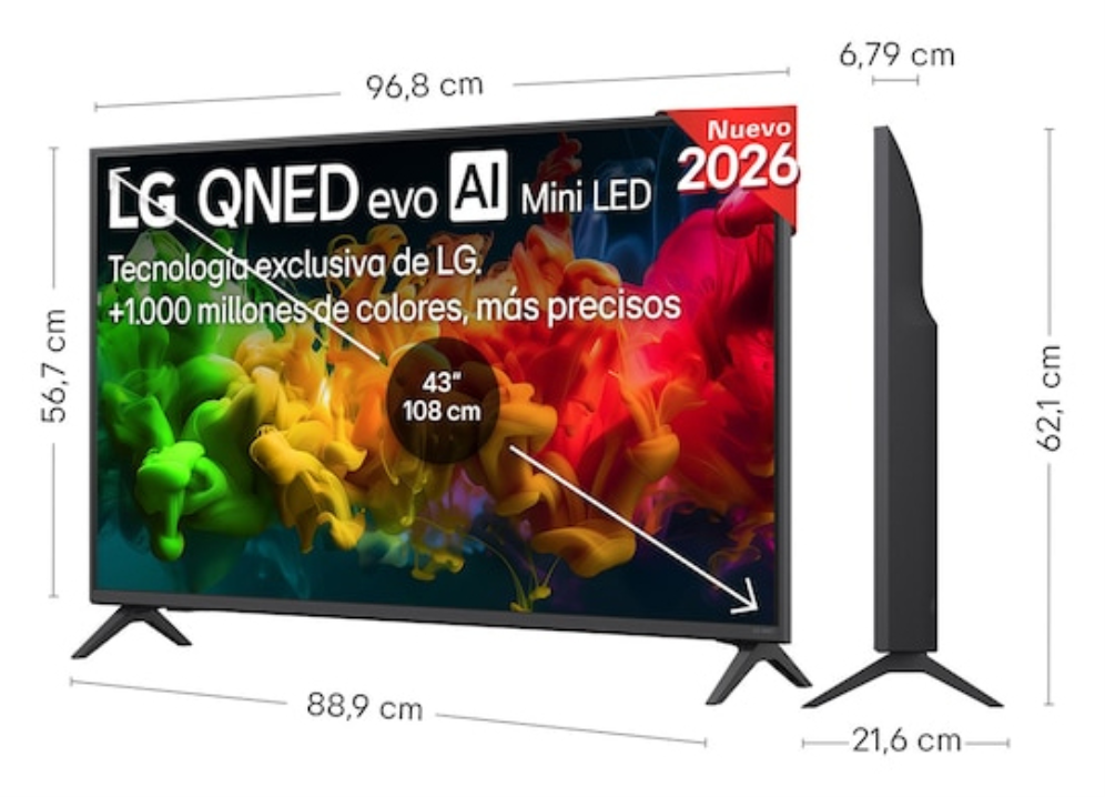 TV LG 43QNED81B6C.AEU 43" QNED EVO MINILED PATAS LATERALES WIFI HDMI X3 - detalle