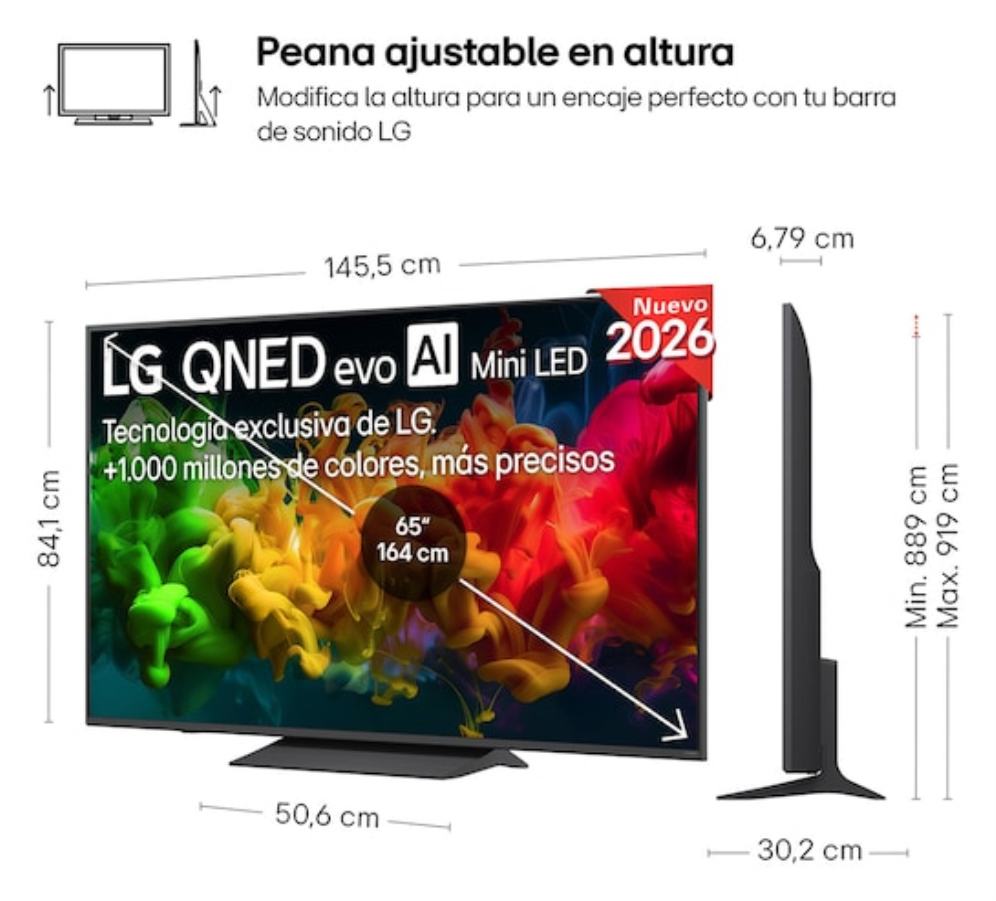 TV LG 65QNED81B6A.AEU 65" QNED EVO MINILED PEANA CENTRAL WIFI HDMI X3 - detalle