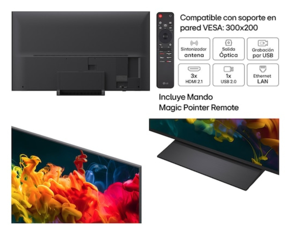 TV LG 65QNED81B6A.AEU 65" QNED EVO MINILED PEANA CENTRAL WIFI HDMI X3 - detalle