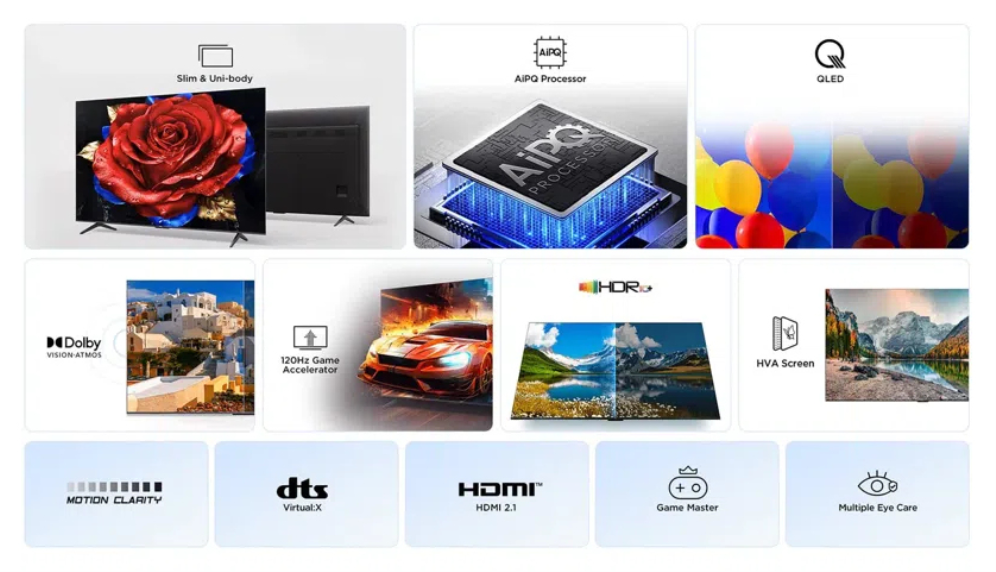 TV TCL QLED 50T69C 50" 4K UHD 60HZ SMART TV GOOGLE TV HDR10+ DOLBY VISION ATMOS - detalle