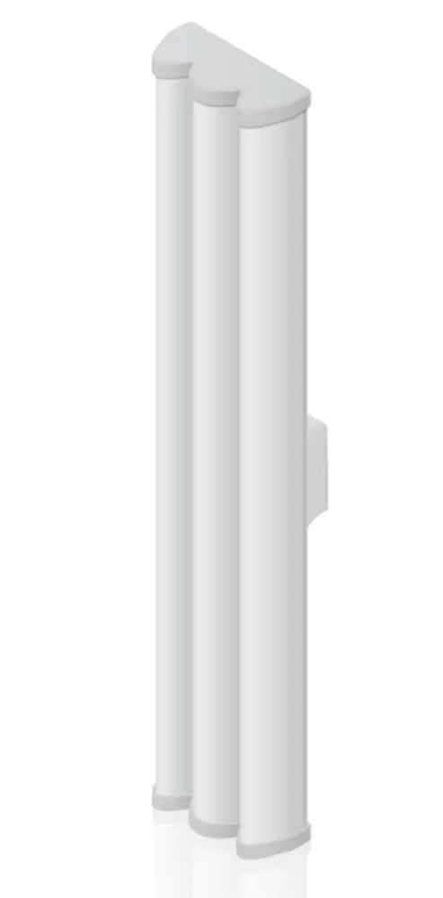 Antena sectorial Ubiquiti AM-5G19-120 para red Wi-Fi 5 GHz, 19.1 dBi, con diseño en color gris y conectores en la parte trasera.