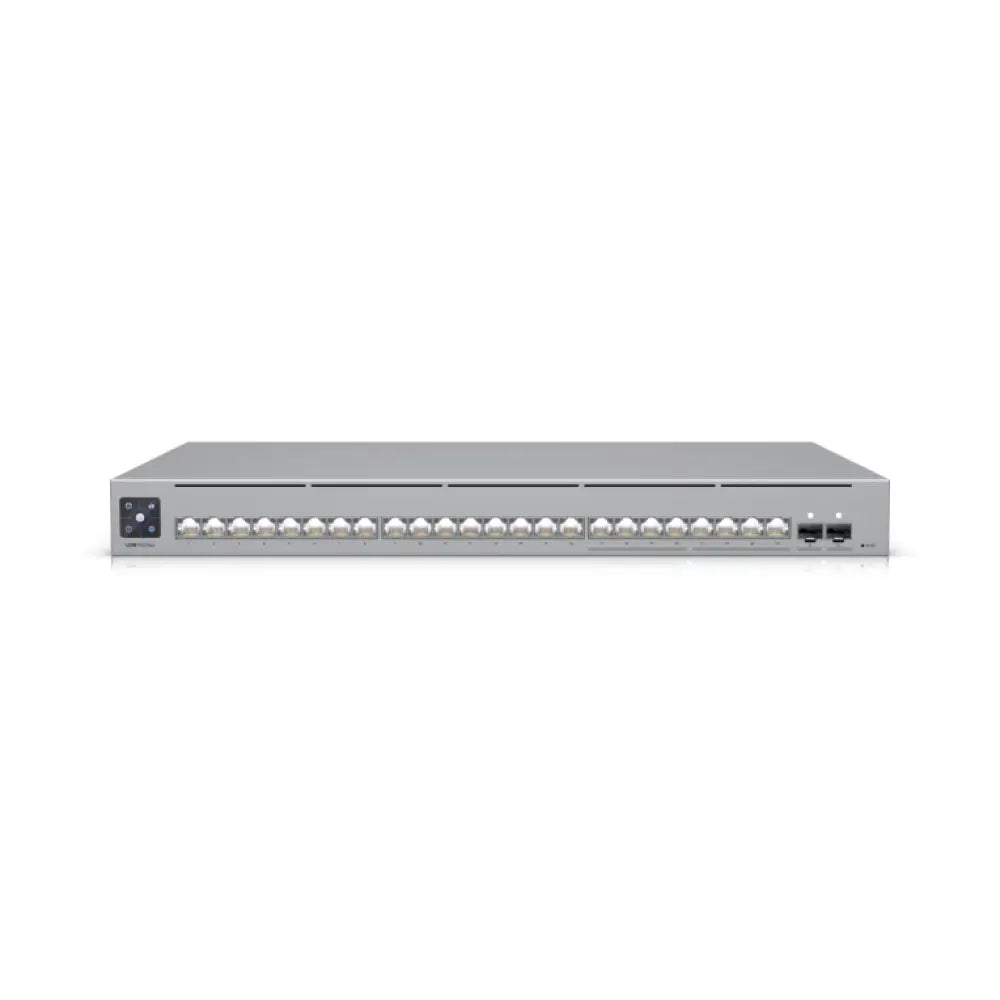 Interruptor Ubiquiti UniFi USW-Pro-Max 24 puertos Ethernet 2.5G en color gris, con diseño de 1U para redes empresariales.