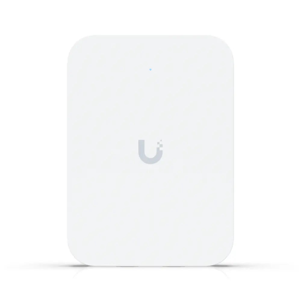 Punto de acceso Ubiquiti U7 In-Wall en color blanco con capacidad WiFi 7 y energía sobre Ethernet (PoE).