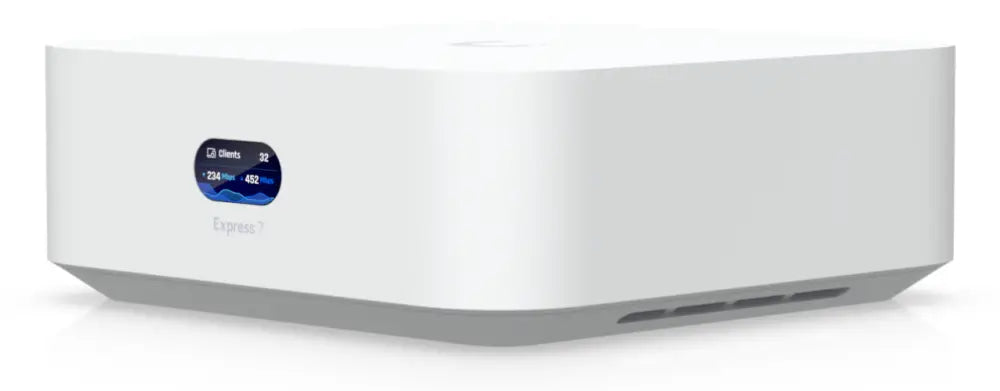 Pasarela y controlador Ubiquiti UniFi Express 7 con WiFi 7, velocidad hasta 10 Gbps, para redes empresariales de alta performance.