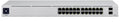 Interruptor gestionado Ubiquiti UniFi USW-24 con 24 puertos Gigabit Ethernet y puertos SFP en acabado plateado.