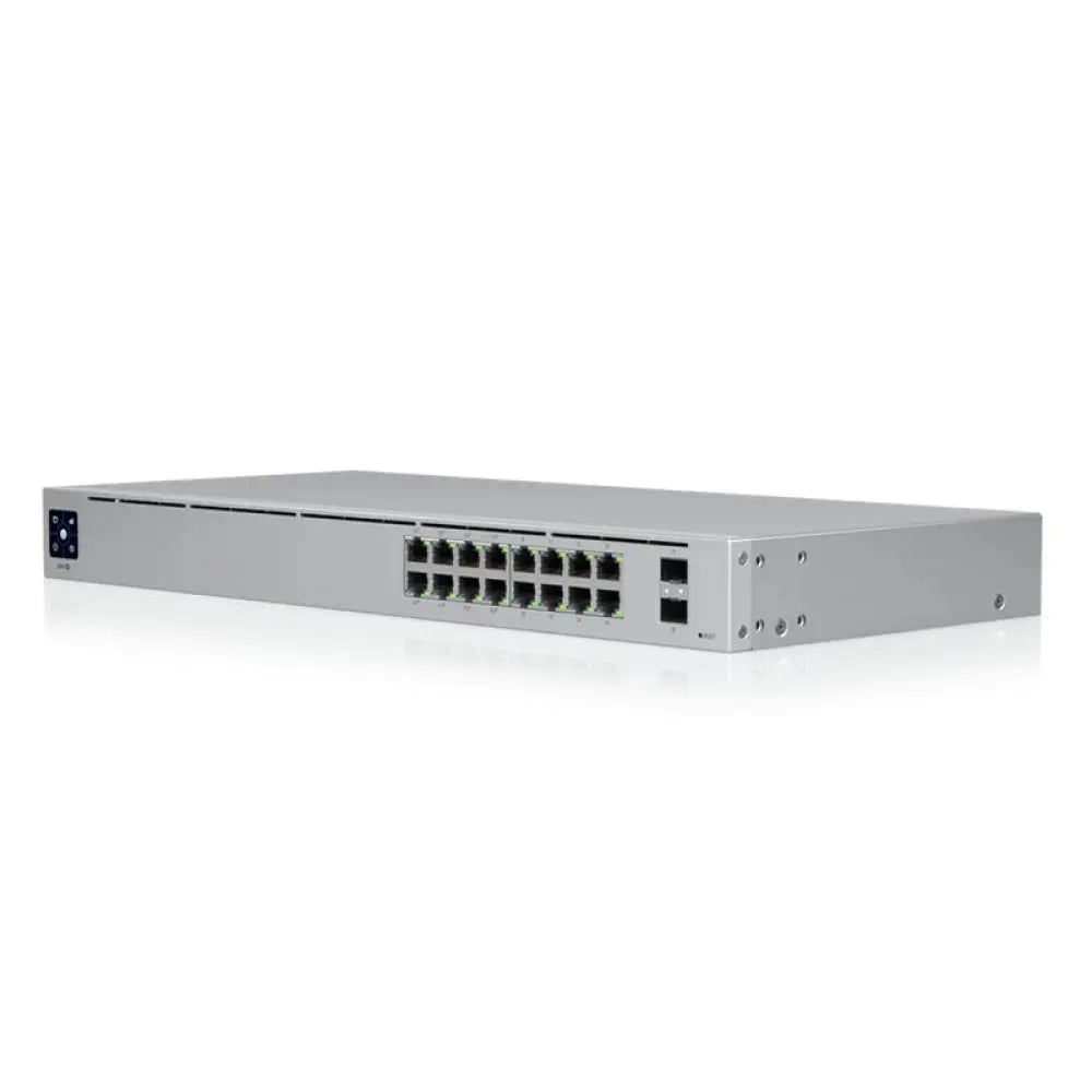 Interruptor Ubiquiti USW-16-POE para armario, 16 puertos Gigabit y 2 puertos SFP, red de red empresarial.