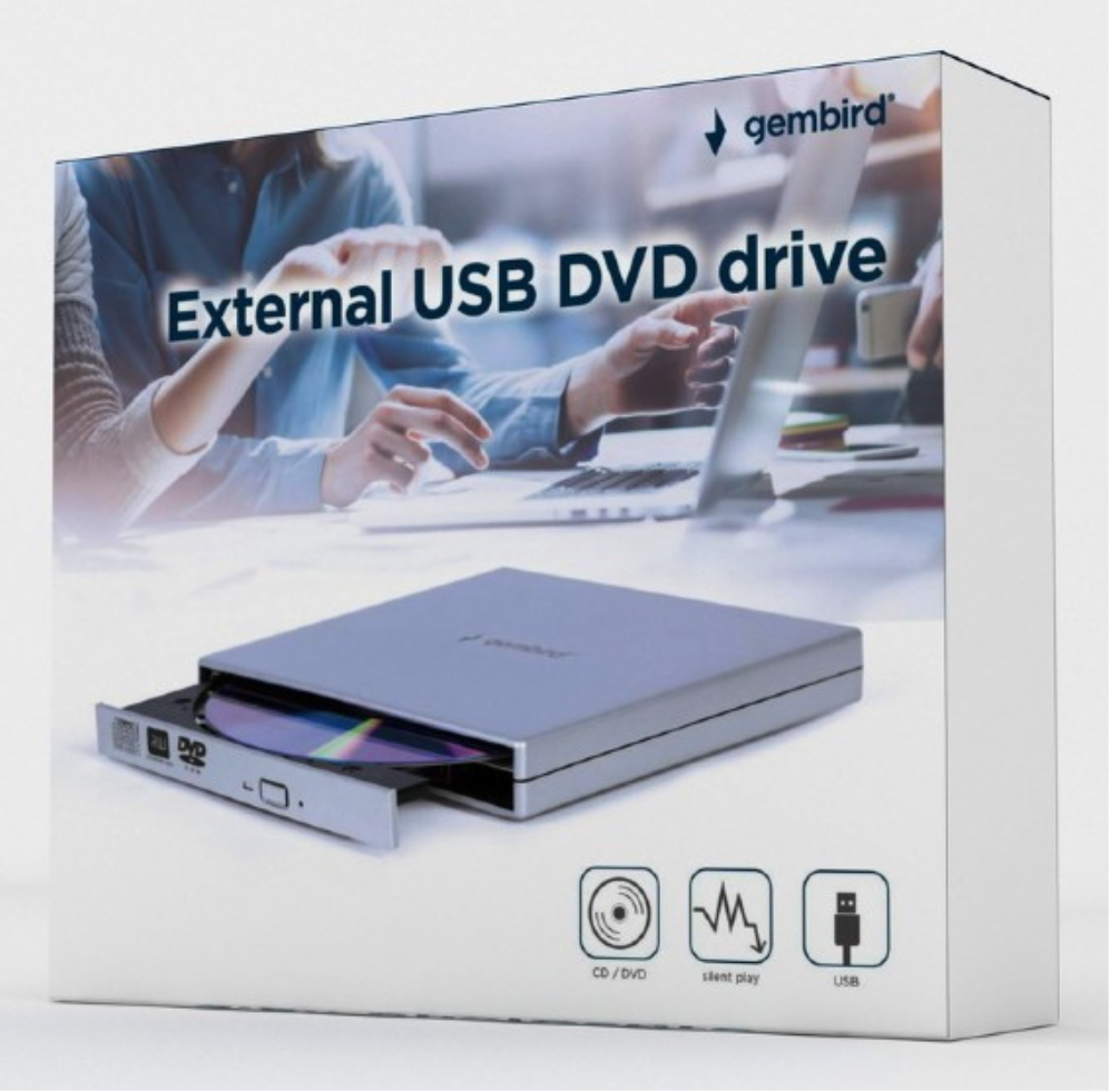 UNIDAD DE DVD USB EXTERNA GEMBIRD PLATA - detalle