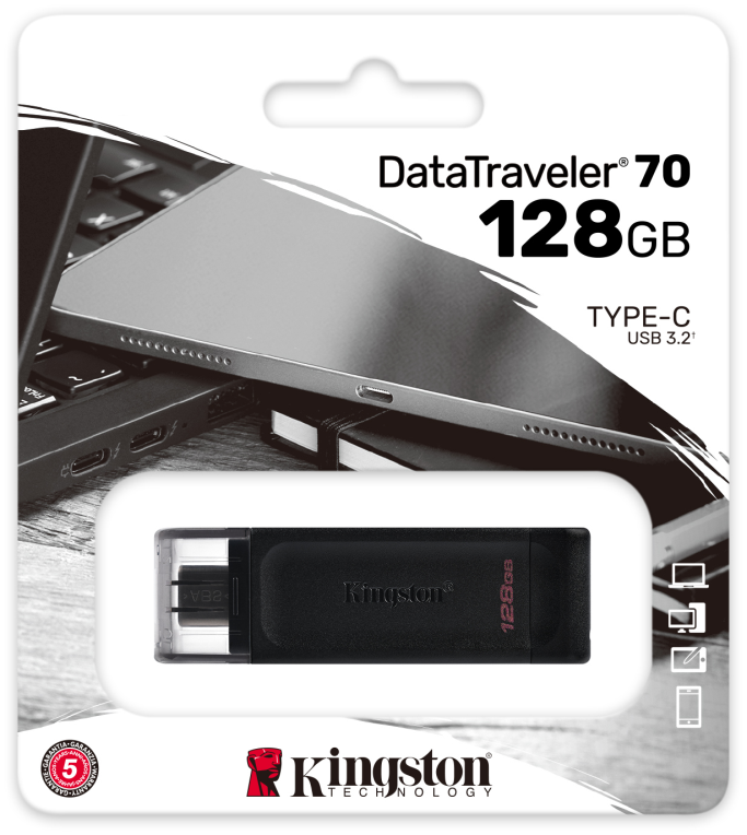 USB-C 3.2 KINGSTON 128GB DATATRAVELER 70 - detalle