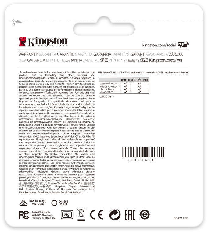 USB-C 3.2 KINGSTON 128GB DATATRAVELER 70 - detalle