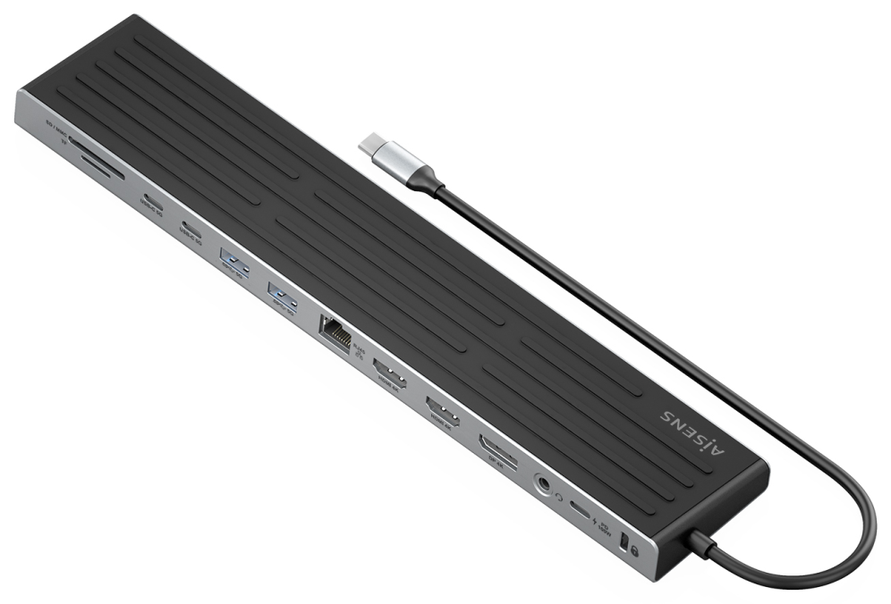 USB-C DOCK AISENS 13 EN 1 USB-C A 2XHDMI 1XDP 1XRJ45 1XSD 1XRANURA KENSINGTON