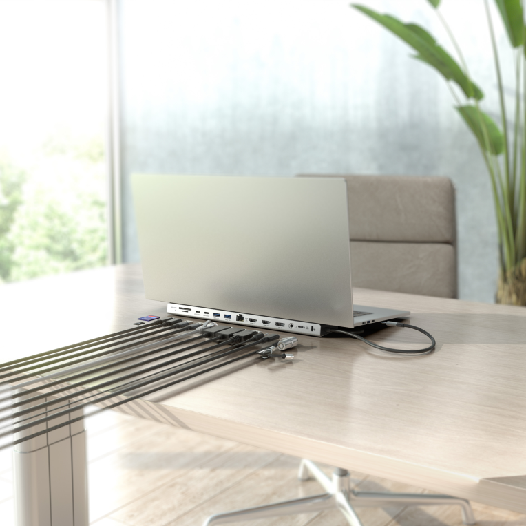 USB-C DOCK AISENS 13 EN 1 USB-C A 2XHDMI 1XDP 1XRJ45 1XSD 1XRANURA KENSINGTON - detalle