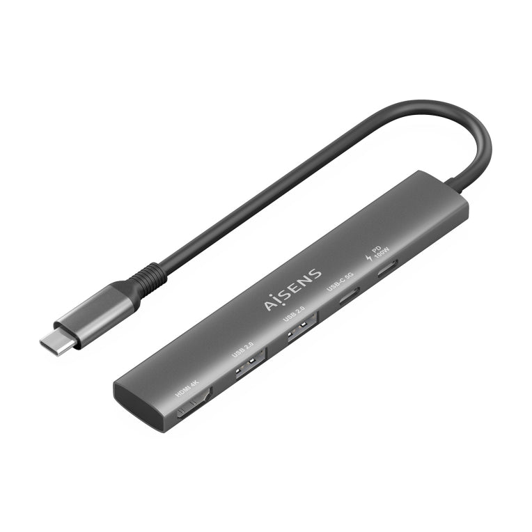 AISENS ASUC-5P022-GR base para portátil y replicador de puertos Alámbrico USB 3.2 Gen 1 (3.1 Gen 1) Type-C