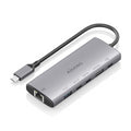 Base de conexión USB-C AISENS 6 en 1. USB-C a 1xHDMI. 1xRJ45. 1xUSB-A 10G. 2xUSB-C 10G. 1xUSB-C PD. Gris. 20 cm