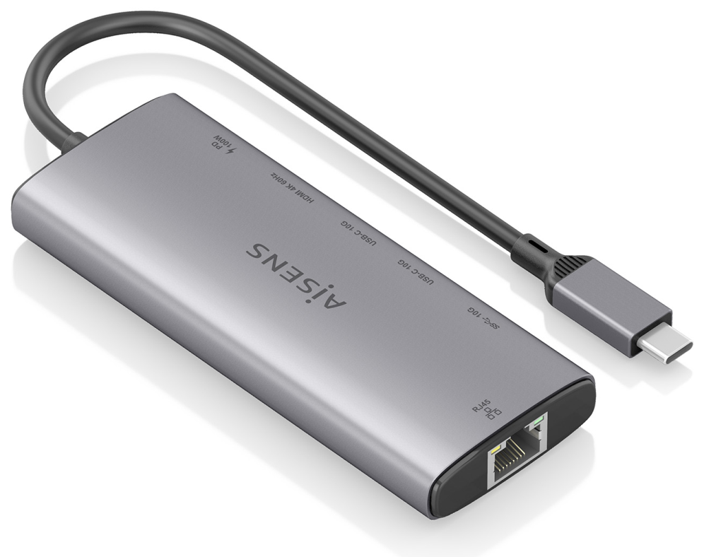 USB-C DOCK AISENS 6 EN 1 HDMI RJ45 USB-A 10G 2XUSB-C 10G USB-C PD 20CM - detalle