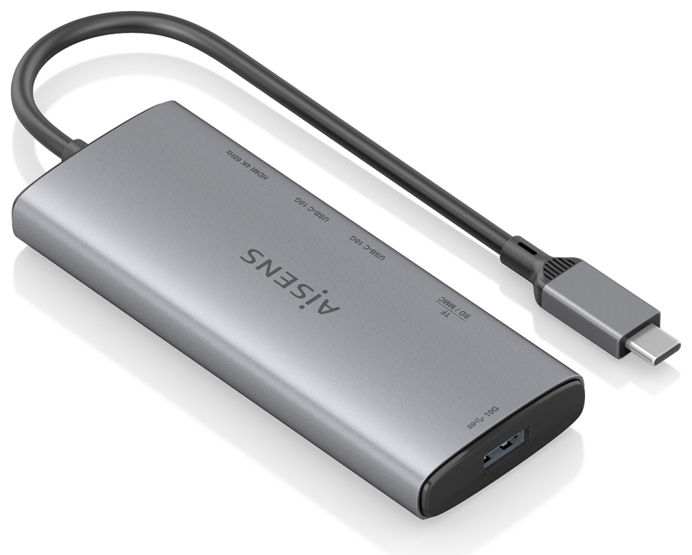 USB-C DOCK AISENS 6 EN 1 HDMI USB-A 10G 2XUSB-C 10G SD MICRO SD 20CM - detalle