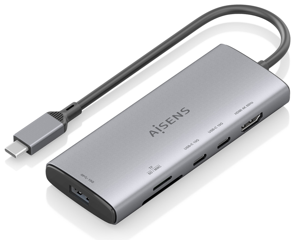USB-C DOCK AISENS 6 EN 1 HDMI USB-A 10G 2XUSB-C 10G SD MICRO SD 20CM