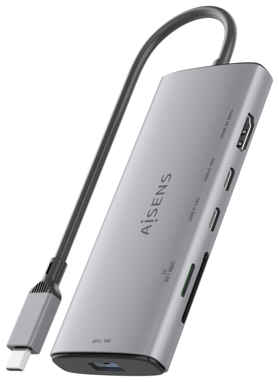 USB-C DOCK AISENS 6 EN 1 HDMI USB-A 10G 2XUSB-C 10G SD MICRO SD 20CM - detalle