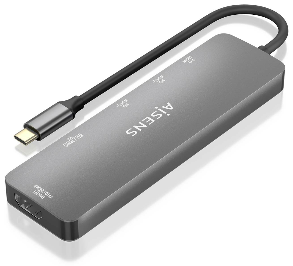 USB-C DOCK AISENS 6 EN 1 USB-C A 1XHDMI 2XUSB-A 1XUSB-C PD 100W 15CM - detalle