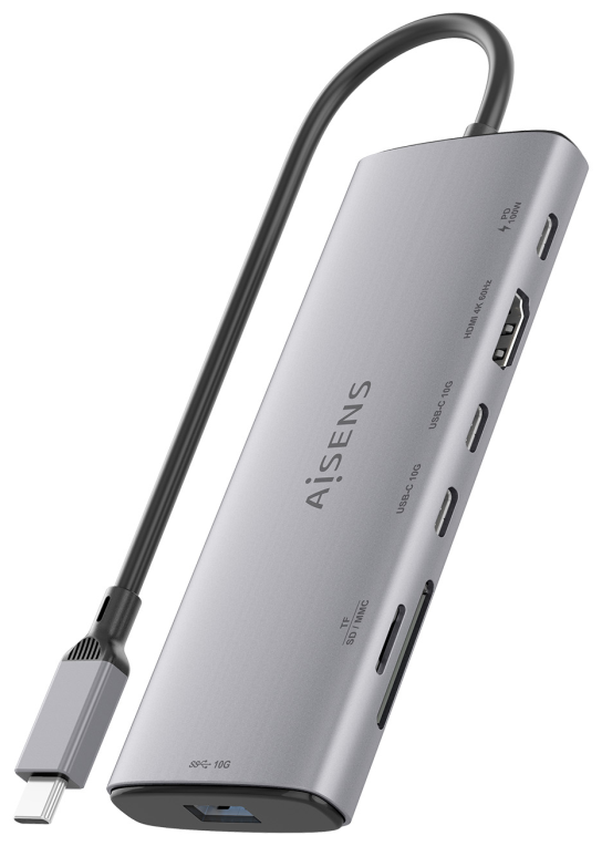 USB-C DOCK AISENS 7 EN 1 HDMI USB 10G 2XUSB-C 10G SD MICRO SD PD 100W - detalle