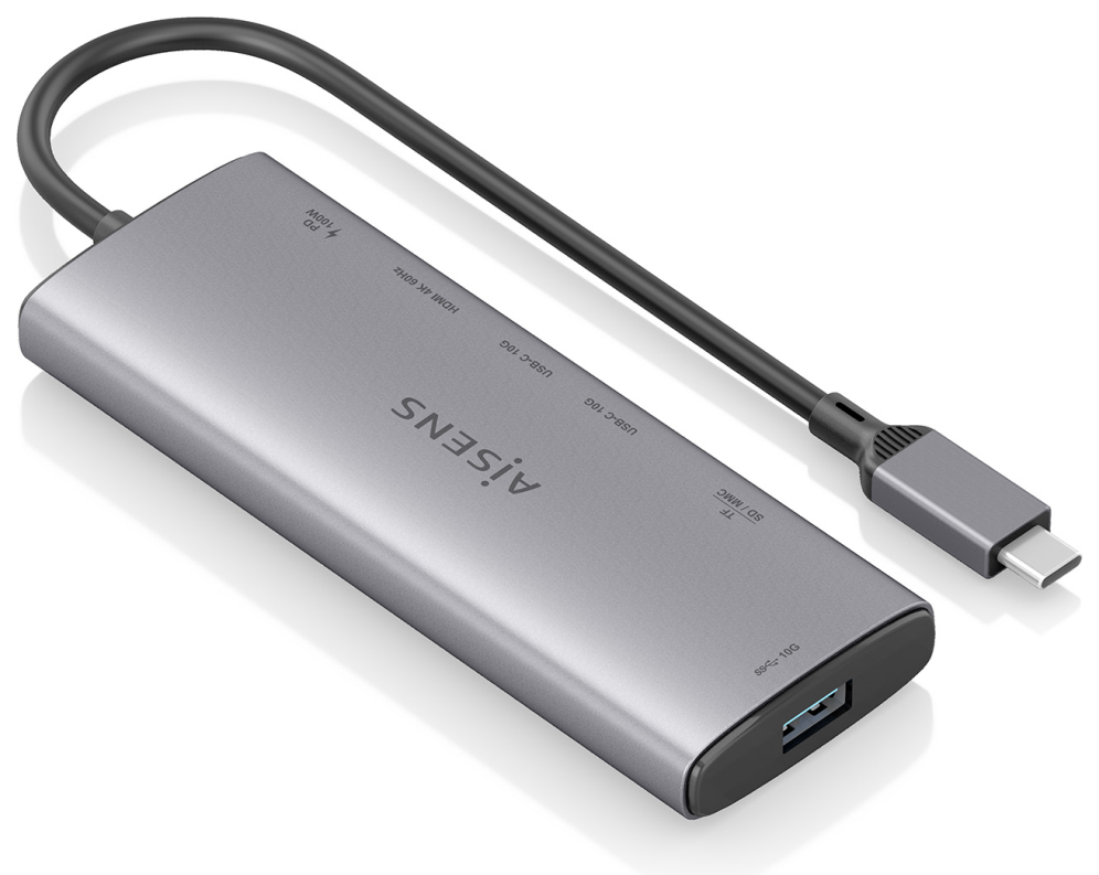 USB-C DOCK AISENS 7 EN 1 HDMI USB 10G 2XUSB-C 10G SD MICRO SD PD 100W - detalle