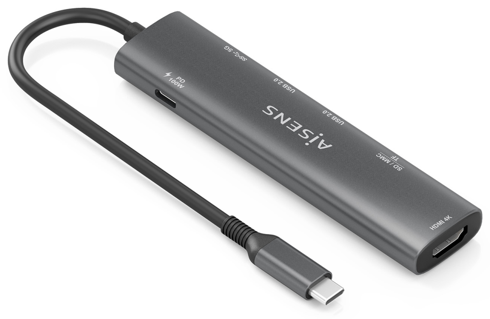 USB-C DOCK AISENS 7 EN 1 USB-C A HDMI 2XUSB-A USB-A PD 100W SD MICRO SD - detalle