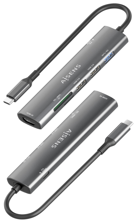 USB-C DOCK AISENS 7 EN 1 USB-C A HDMI 2XUSB-A USB-A PD 100W SD MICRO SD - detalle