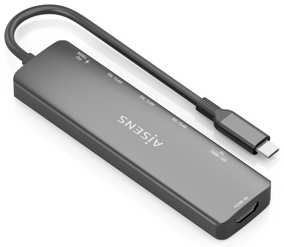 USB-C DOCK AISENS 7 EN 1 USB-C A HDMI 3XUSB-A USB-C PD 100W SD MICRO SD - detalle