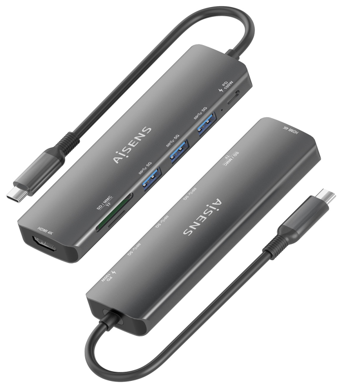 USB-C DOCK AISENS 7 EN 1 USB-C A HDMI 3XUSB-A USB-C PD 100W SD MICRO SD - detalle