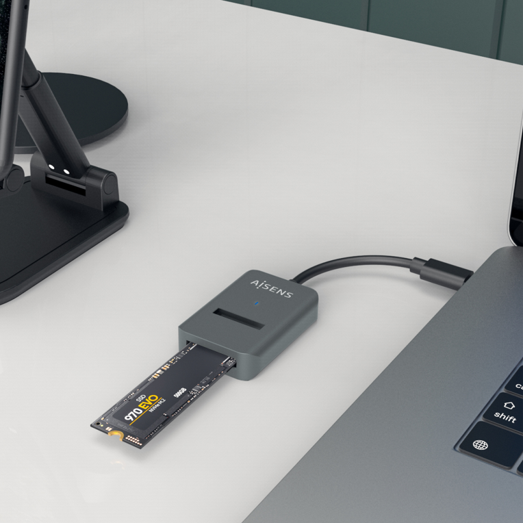 USB-C DOCK AISENS M.2 NGFF ASUC-M2D012-GR SATA/NVME A USB3.1 GEN2 GRIS - detalle