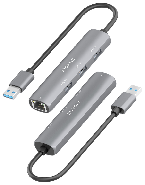 USB3.0 DOCK AISENS USB-A A ETHERNET GIGABIT HUB 3XUSB-A GRIS 15CM - detalle