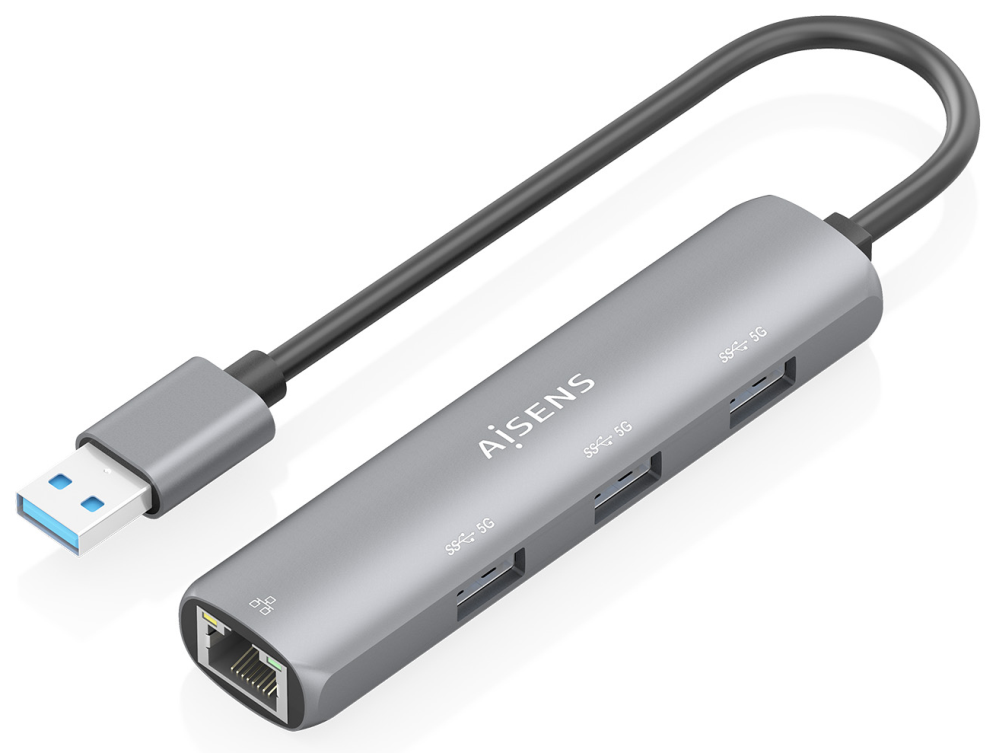 USB3.0 DOCK AISENS USB-A A ETHERNET GIGABIT HUB 3XUSB-A GRIS 15CM