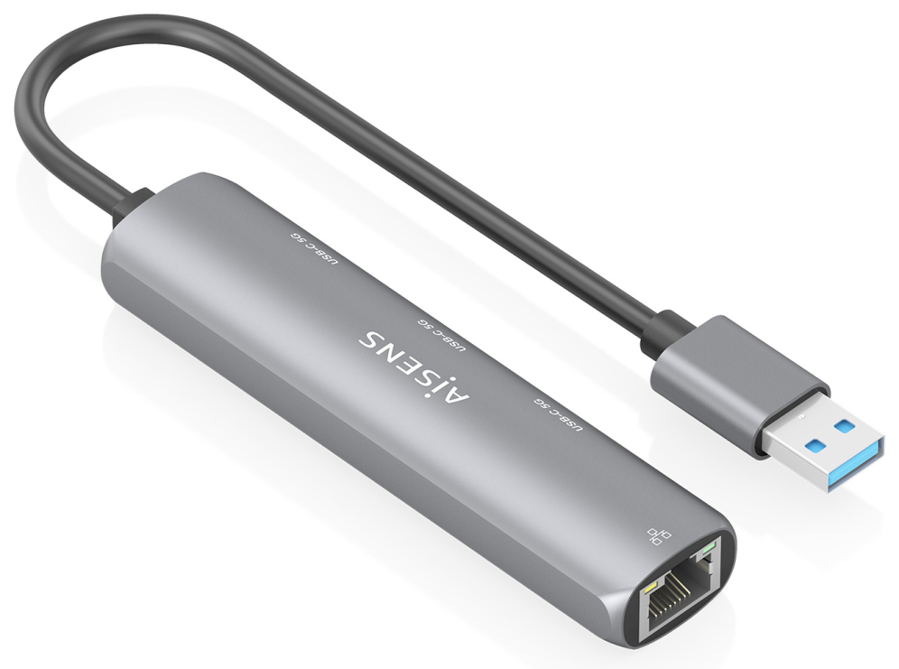 USB3.0 DOCK AISENS USB-A A ETHERNET GIGABIT HUB 3XUSB-C GRIS 15CM - detalle