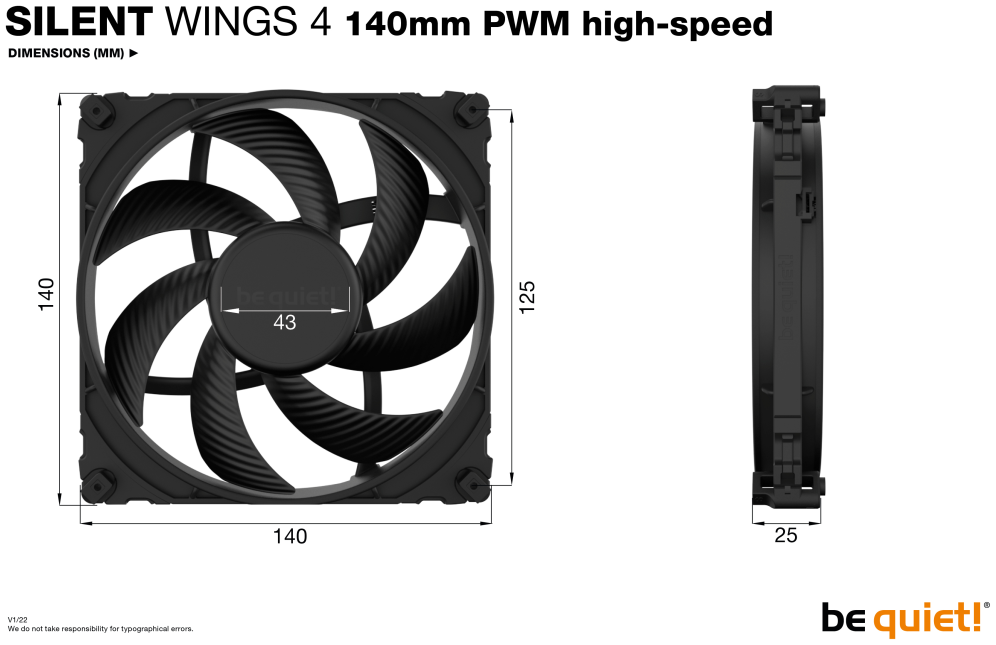VENTILADOR BE QUIET PURE WINGS 4 140MM NEGRO PWM HIGH-SPEED - detalle