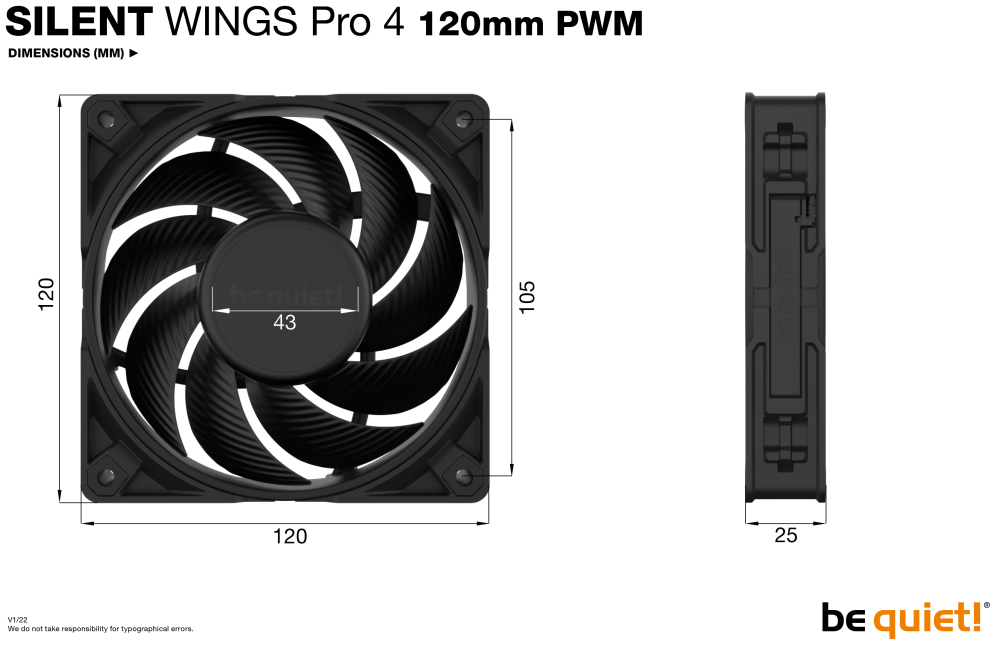 VENTILADOR BE QUIET SILENT WINGS PRO 4 120MM PWM - detalle