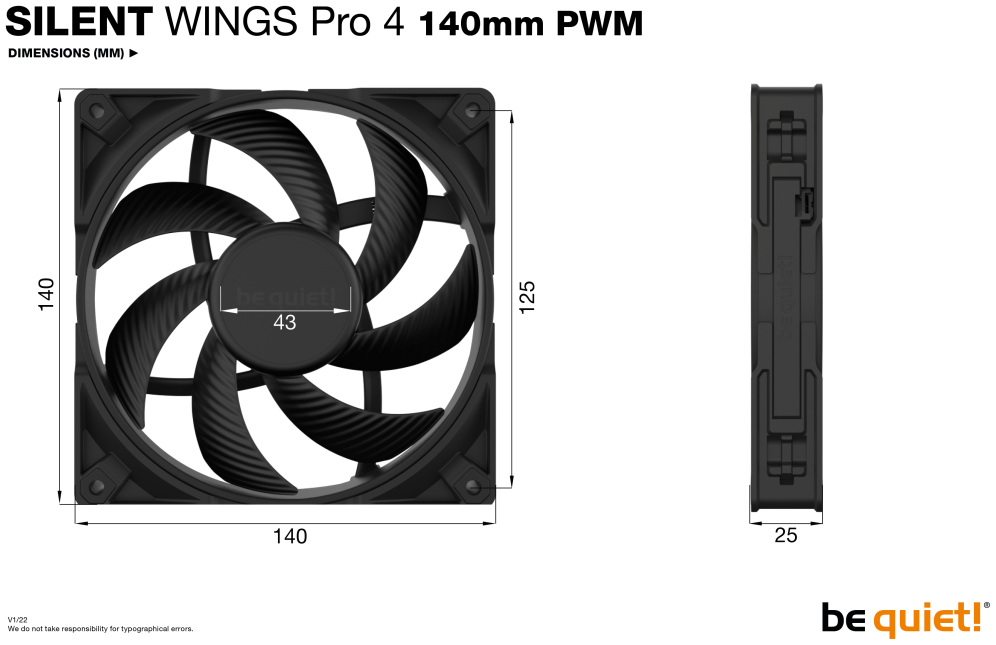 VENTILADOR BE QUIET SILENT WINGS PRO 4 140MM PWM - detalle