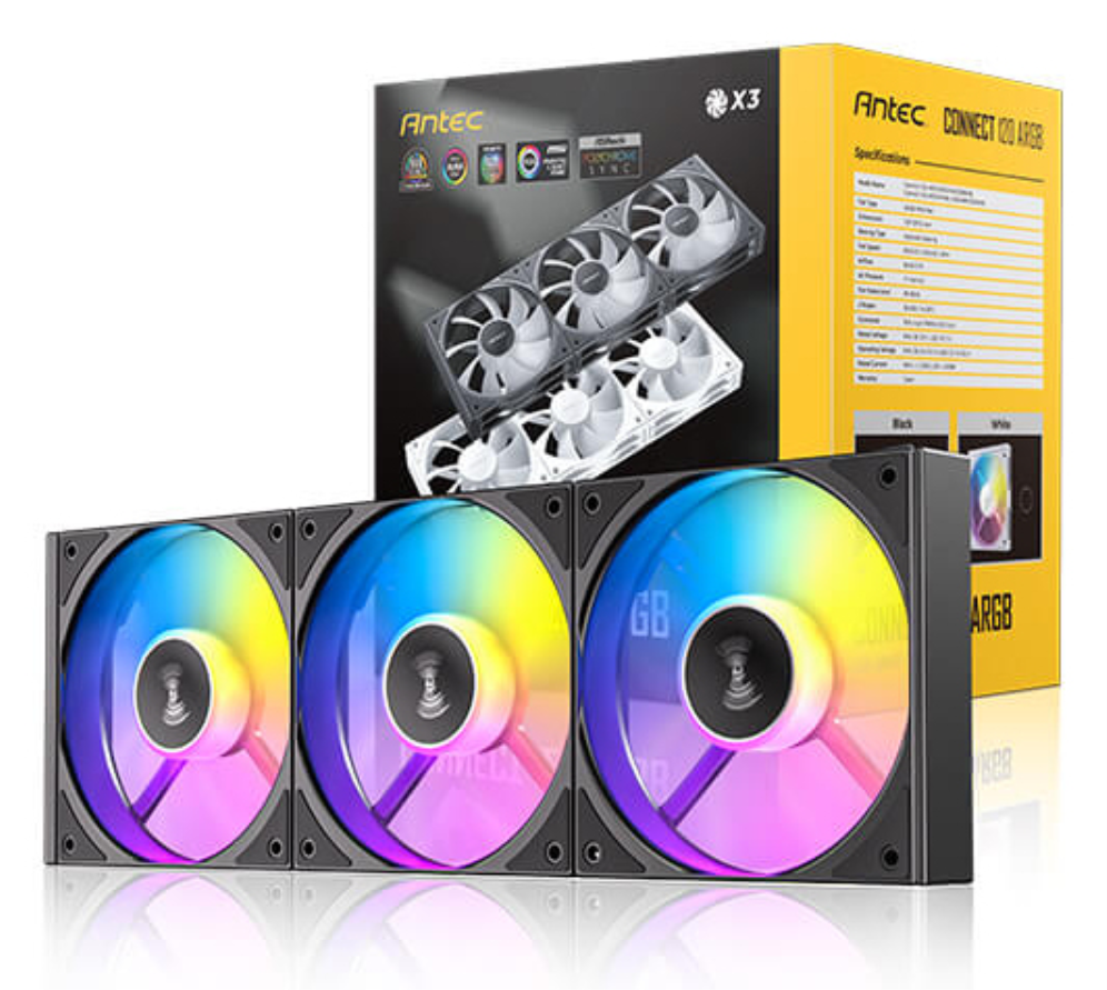 VENTILADOR CAJA ANTEC CONNECT 120 3X VENT 120MM RGB NEGRO - detalle