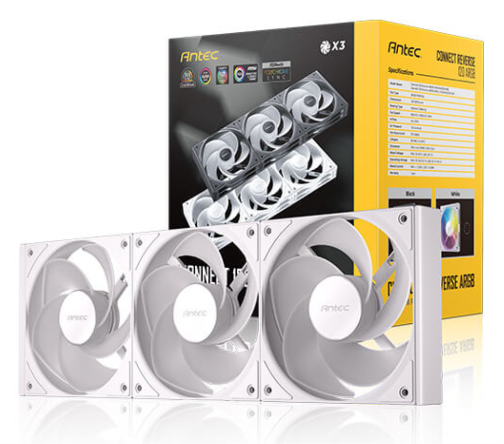 VENTILADOR CAJA ANTEC CONNECT 120 3X VENT REVERSE 120MM RGB BLANCO - detalle