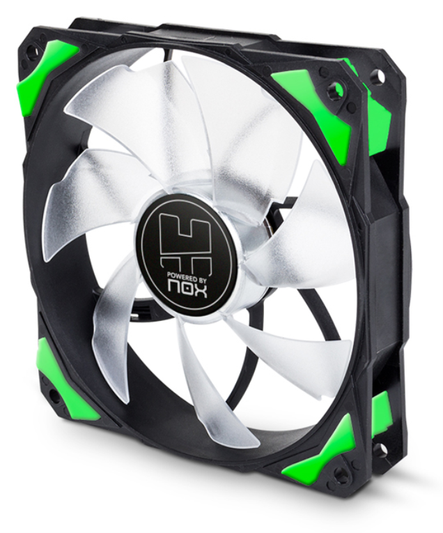 VENTILADOR CAJA NOX HUMMER H-FAN LED 120MM NEGRO LED VERDE - detalle