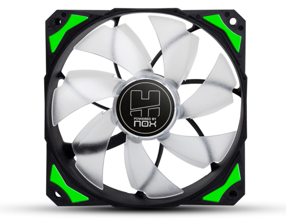 VENTILADOR CAJA NOX HUMMER H-FAN LED 120MM NEGRO LED VERDE - detalle