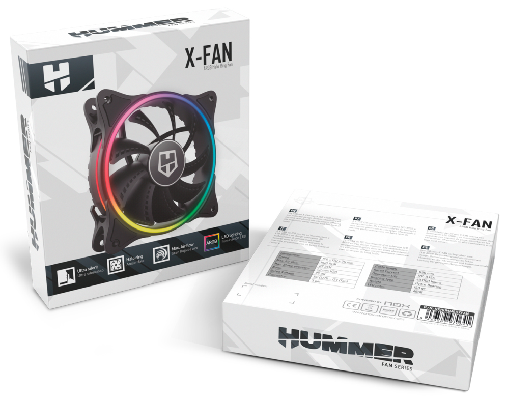 VENTILADOR CAJA NOX HUMMER X-FAN ARGB HALO RING FAN - detalle