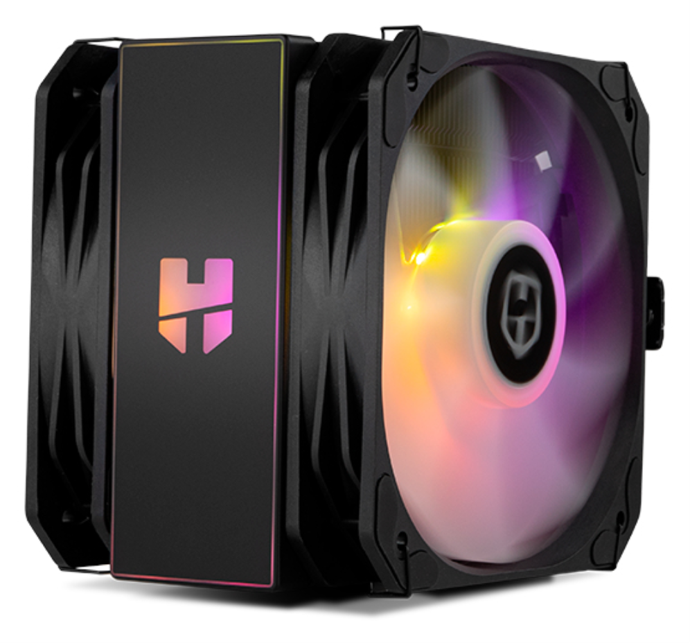 VENTILADOR CPU NOX HUMMER H-200 ARGB 2XVENT 130MM PWM - detalle