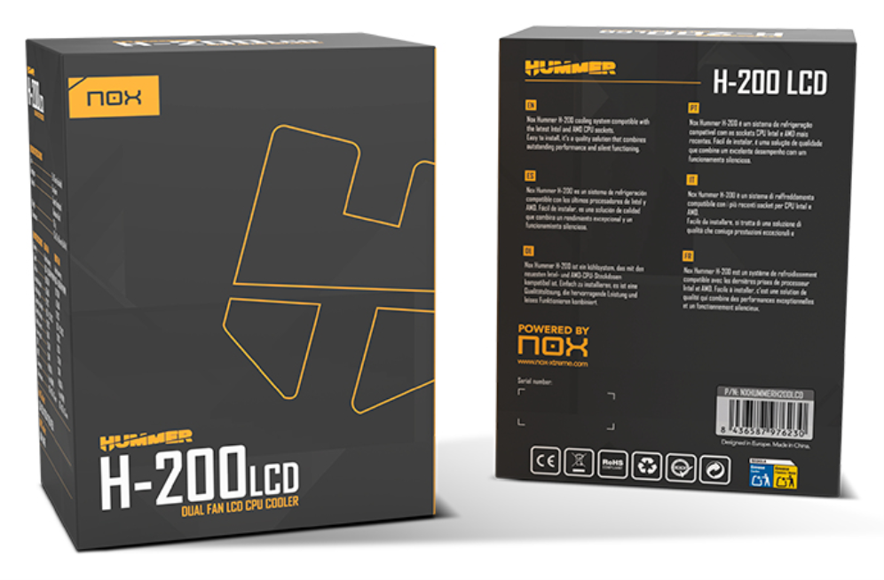 VENTILADOR CPU NOX HUMMER H-200 LCD 2XVENT 120MM PWM - detalle