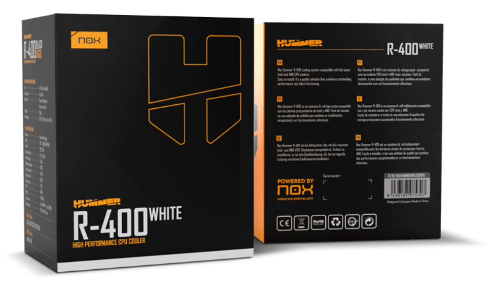 VENTILADOR CPU NOX HUMMER R-400 BLANCO ALTO RENDIMIENTO - detalle