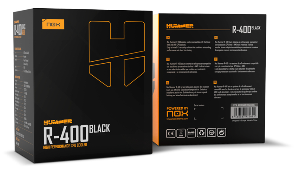 VENTILADOR CPU NOX HUMMER R-400 NEGRA ALTO RENDIMIENTO - detalle