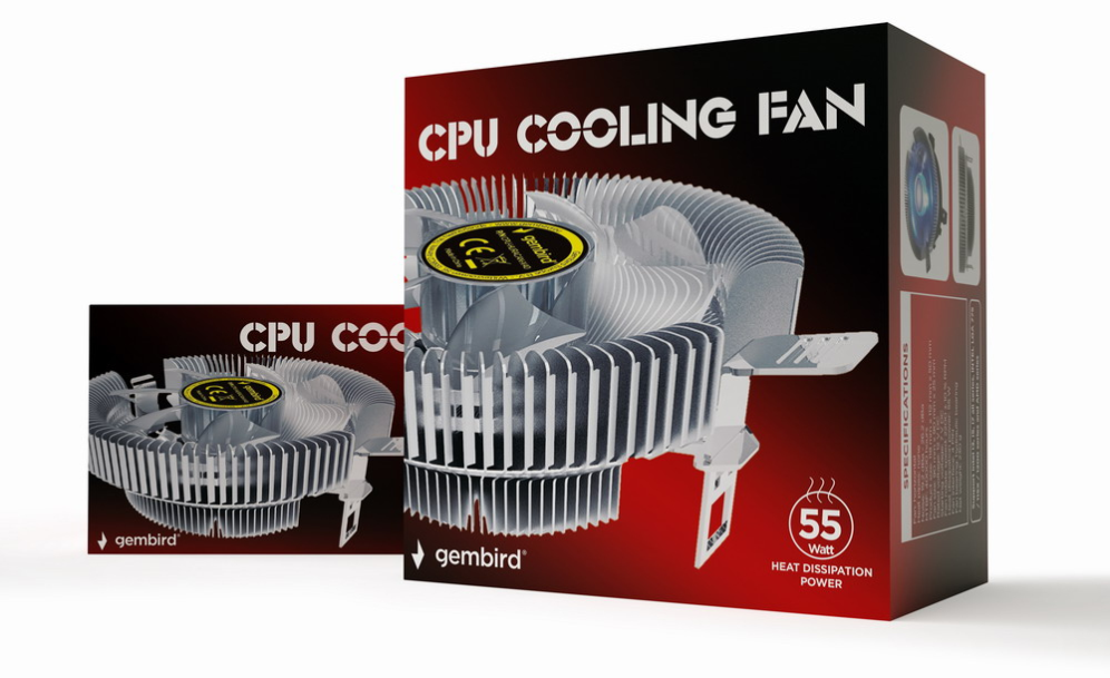 VENTILADOR DE REFRIGERACION GEMBIRD DE CPU 9 CM 55 W LED AZUL 4 PIN
