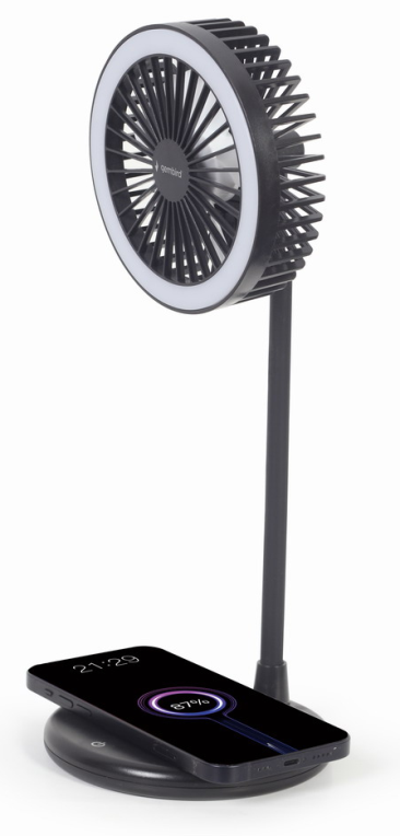 VENTILADOR DE SOBREMESA CON LAMPARA Y CARGADOR INALAMBRICO - detalle