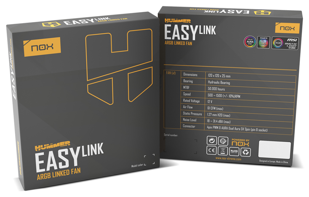 VENTILADOR NOX HUMMER EASYLINK ARGB BLANCO - detalle