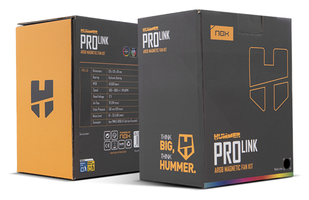 VENTILADOR NOX HUMMER PRO LINK KIT 3XVENT ARGB MAGNETICO NEGRO - detalle