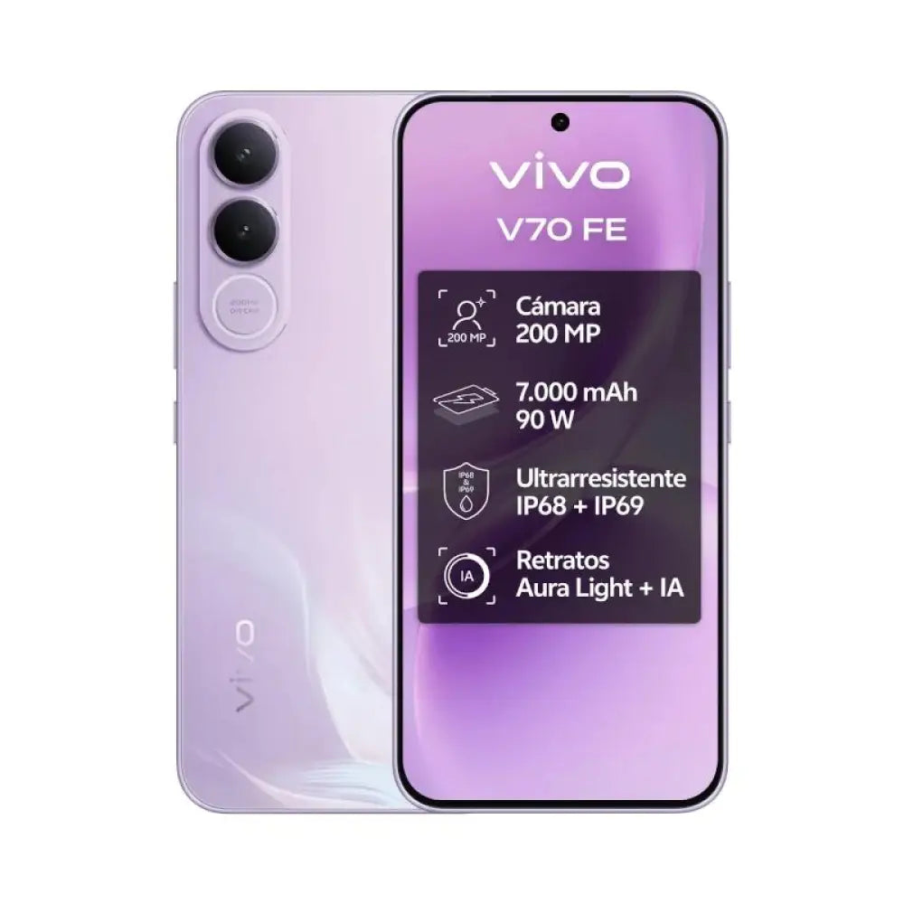 VIVO V70 FE 8Gb 256Gb Bundle Ch90w+ Buds3 Purple - detalle